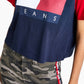 Tommy Jeans Women's Cotton Cropped Colorblocked Flag T-Shirt Blue Size X-Large