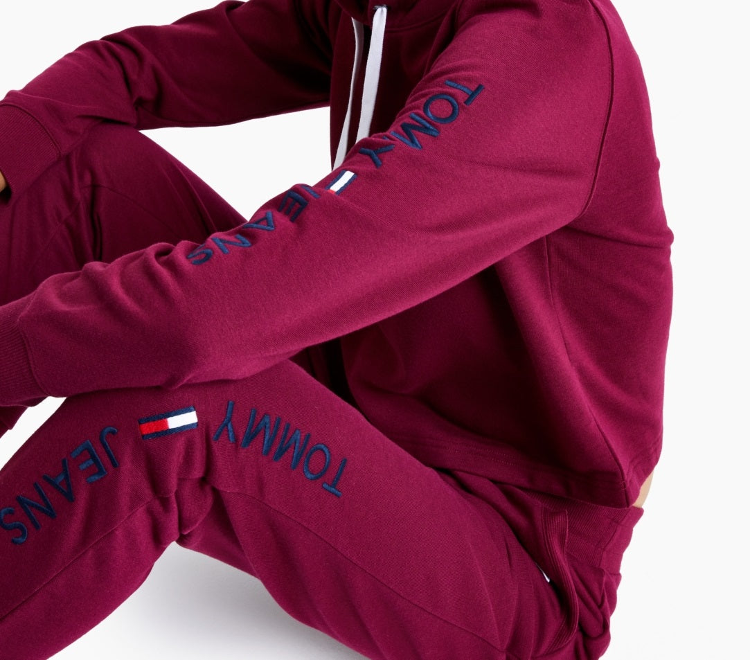 Tommy Jeans Women's Cropped Logo Hoodie Pink Size Small