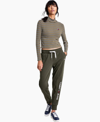 Tommy Jeans Women's Linear Logo Jogger Pants Green Size X-Large