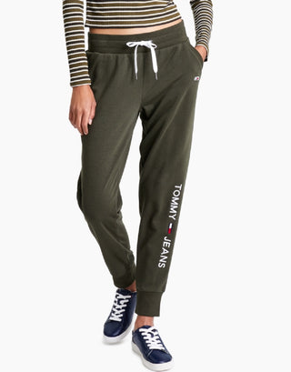 Tommy Jeans Women's Linear Logo Jogger Pants Green Size X-Large