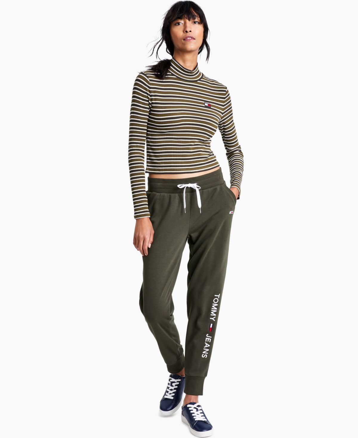Tommy Jeans Women's Linear Logo Jogger Pants Green Size Large