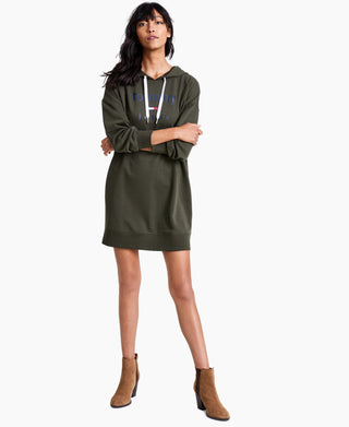 Tommy Jeans Women's Logo Hoodie Dress Green Size Medium