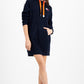Tommy Jeans Women's Mixed Media Hoodie Dress Blue Size Small
