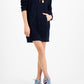 Tommy Jeans Women's Mixed Media Hoodie Dress Blue Size Small