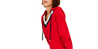 Tommy Jeans Women's Hooded Sweatshirt Dress Red Size Large