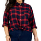 Tommy Hilfiger Women's Cotton Plaid Utility Shirt Blue Size 2X