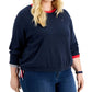 Tommy Hilfiger Women's Sweatshirt With Side Ties Blue Size 3X