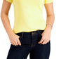 Tommy Hilfiger Women's V Neck T Shirt  Yellow Size X Large