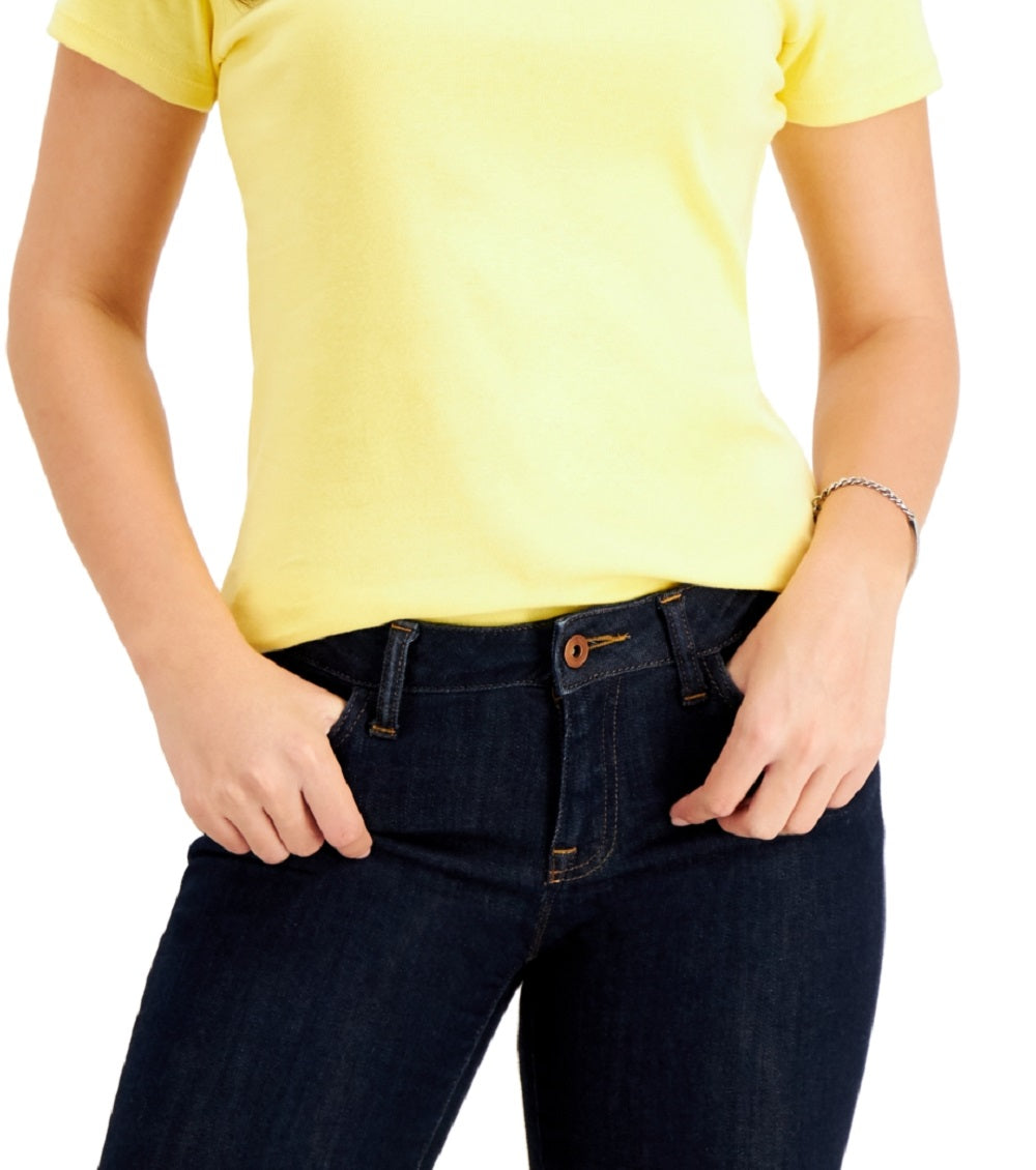 Tommy Hilfiger Women's V Neck T Shirt  Yellow Size X Large