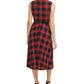 Tommy Hilfiger Women's V Neck Sleeveless Plaid Jersey Midi Dress Black Size 6