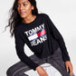 Tommy Jeans Women's Cotton Logo Graphic Top Black Size Large