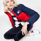 Tommy Jeans Women's Colorblocked Puffer Coat Red Size Large