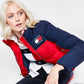 Tommy Jeans Women's Colorblocked Puffer Coat Red Size Large