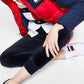 Tommy Jeans Women's Colorblocked Puffer Coat Red Size Large