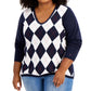 Tommy Hilfiger Women's Cotton Argyle Sweater Blue Size 0X