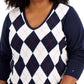 Tommy Hilfiger Women's Cotton Argyle Sweater Blue Size 0X