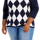 Tommy Hilfiger Women's Cotton Argyle Sweater Blue Size 0X