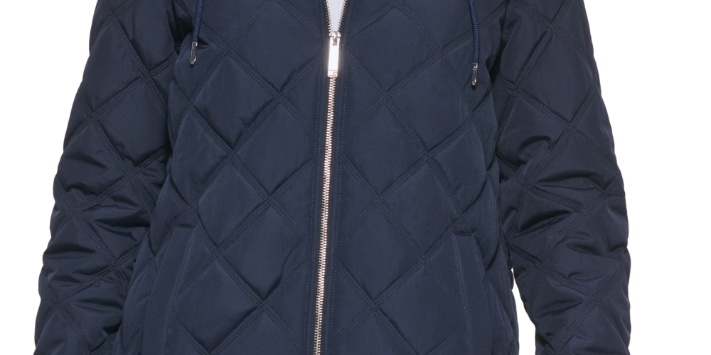 Tommy Hilfiger Women's Hooded Quilted Coat Blue Size Large