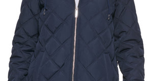 Tommy Hilfiger Women's Hooded Quilted Coat Blue Size Large