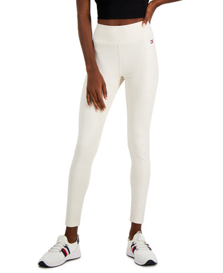Tommy Hilfiger Women's High Rise Full Length Leggings White Size Large