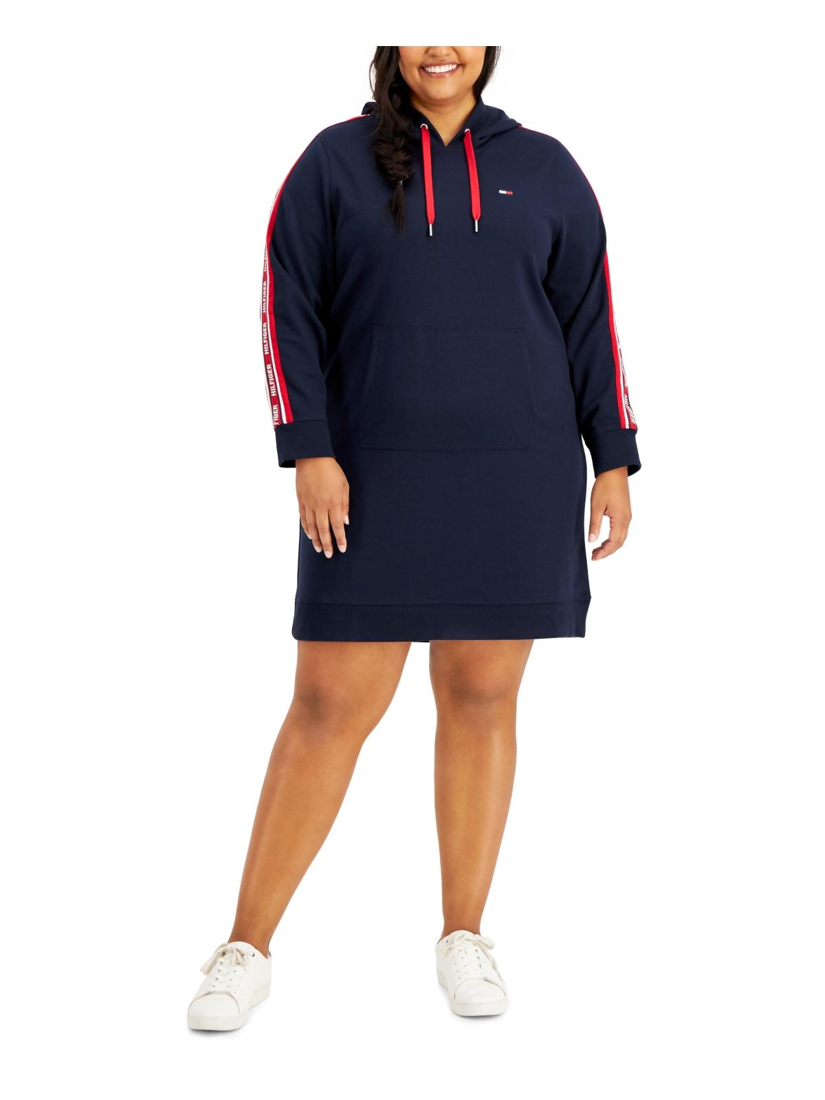 Tommy Hilfiger Women's Hoodie Midi Sweatshirt Dress Blue Size 1X