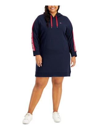 Tommy Hilfiger Women's Hoodie Midi Sweatshirt Dress Blue Size 1X