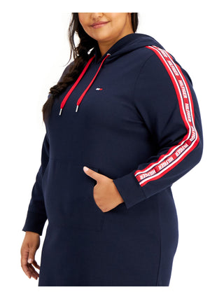 Tommy Hilfiger Women's Hoodie Midi Sweatshirt Dress Blue Size 1X