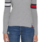 Tommy Jeans Women's Cotton V Neck Flag Sleeve Sweater Gray Size Large