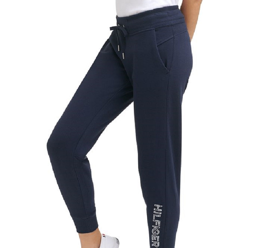 Tommy Hilfiger Women's Embroidered Logo Smooth Knit Joggers Blue Size X-Small