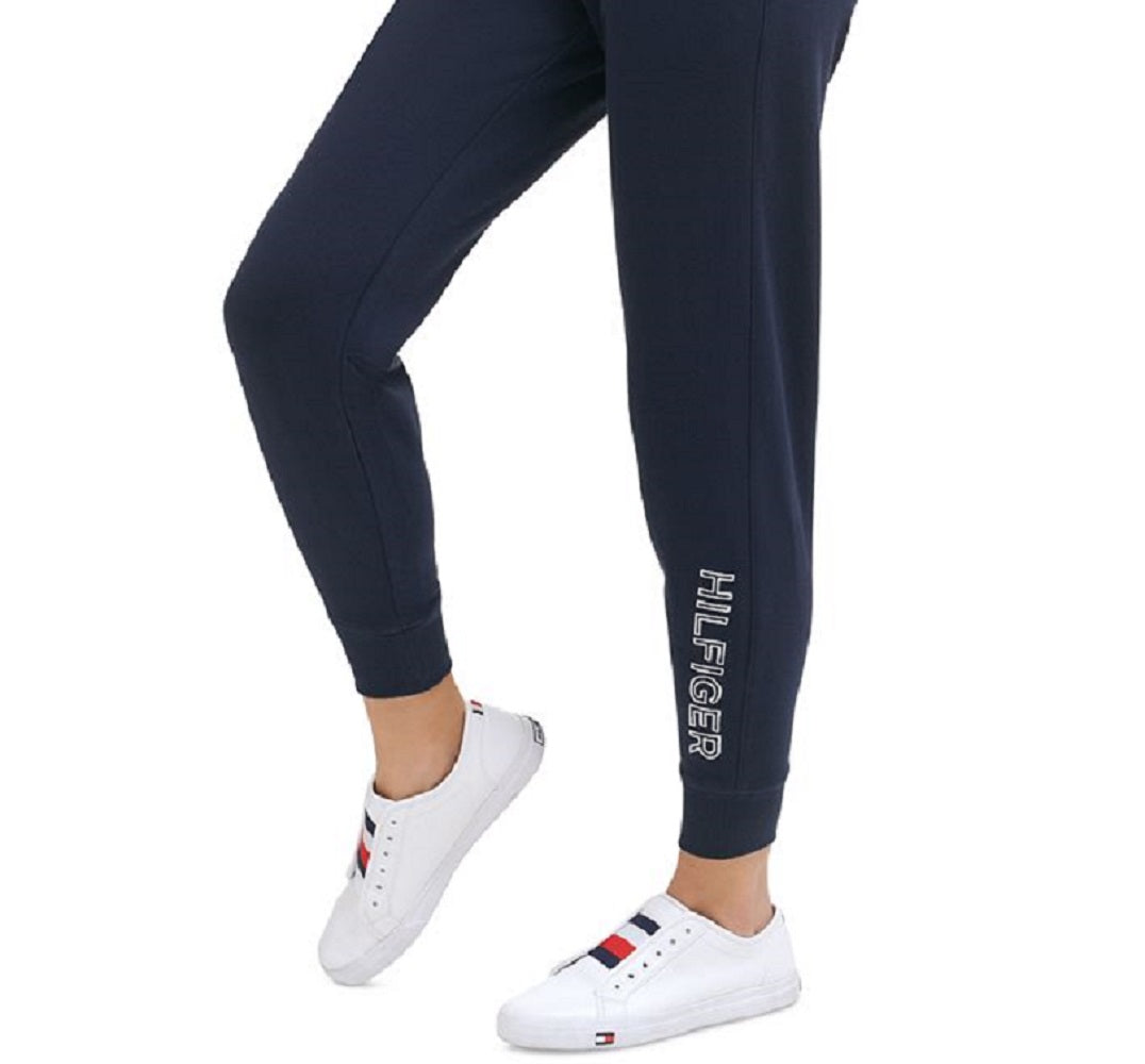 Tommy Hilfiger Women's Embroidered Logo Smooth Knit Joggers Blue Size X-Small