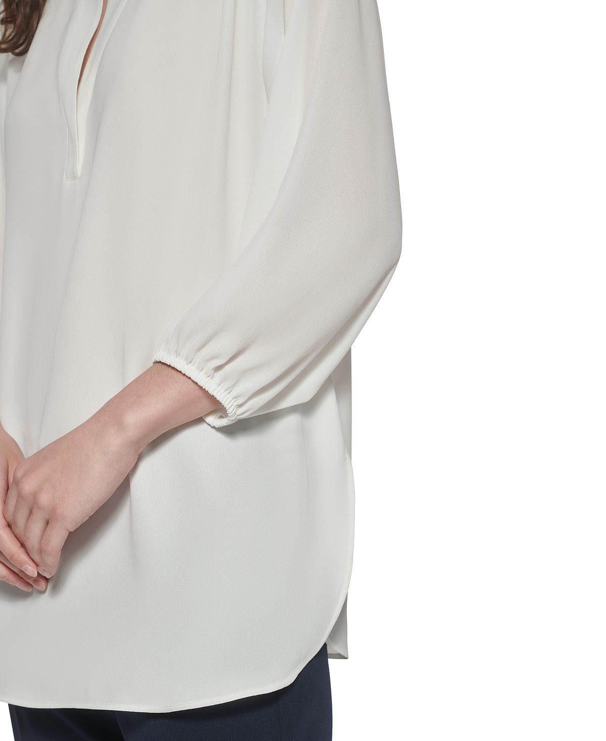Tommy Hilfiger Women's Long Sleeve Woven Tunic White Size X-Large