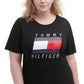 Tommy Hilfiger Women's Stretch Logo Graphic Short Sleeve Crew Neck T-Shirt Black Size 3X