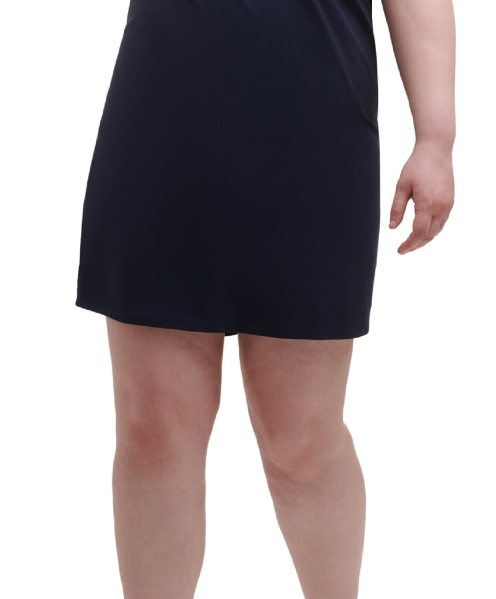 Tommy Hilfiger Women's Logo Graphic Short Sleeve Short Shirt Dress Blue Size 2X