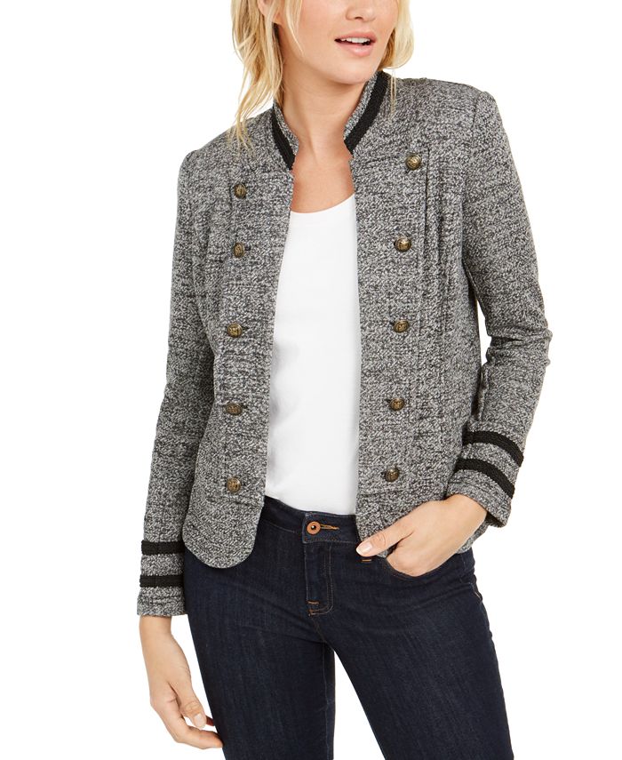 Tommy Hilfiger Women's Military Band Jacket Gray Size X-Small