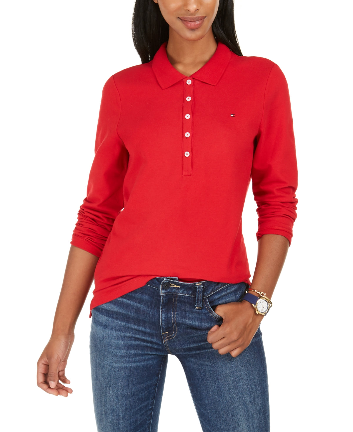 Tommy Hilfiger Women's Polo Shirt Red Size X-Small