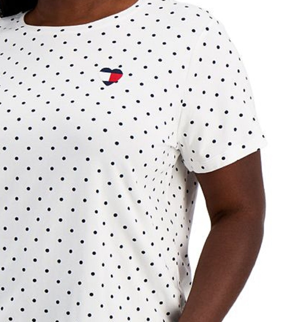Tommy Hilfiger Women's Embroidered Heart Logo T-Shirt White Size 2X