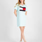 Tommy Jeans Women's Short Sleeve Flag Tee Dress Blue Size Small