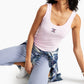 Tommy Jeans Women's Ribbed Tank Top Pink Size X-Large