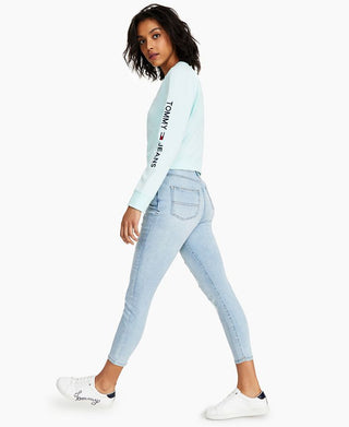 Tommy Jeans Women's Logo Sleeve Sweatshirt Blue Size X-Small