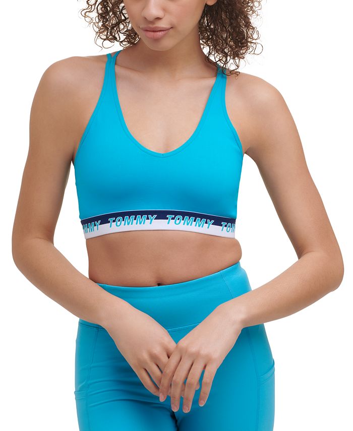 Tommy Hilfiger Women's Logo Fitness Sports Bra Blue Size X-Large