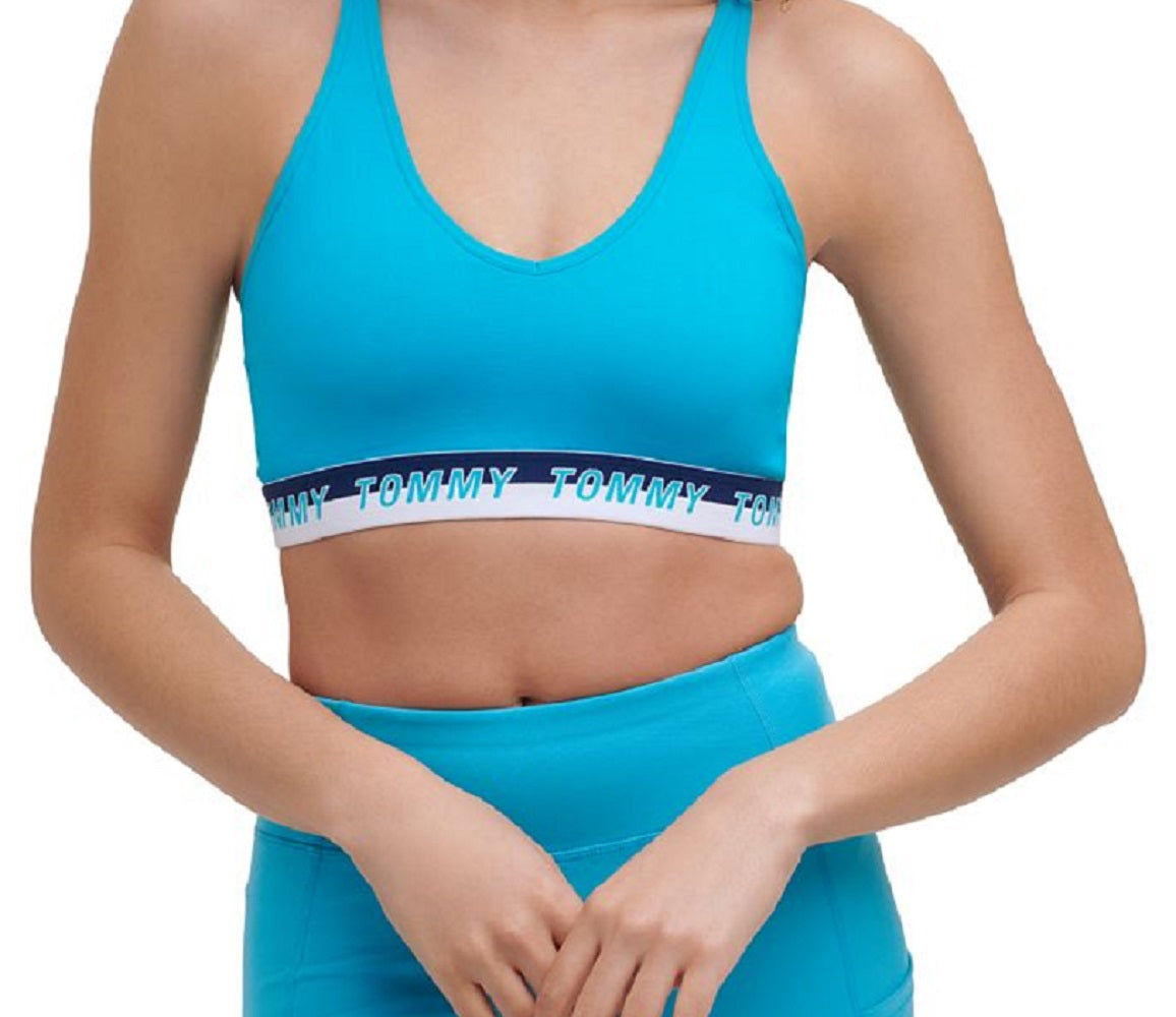 Tommy Hilfiger Women's Logo Fitness Sports Bra Blue Size X-Large