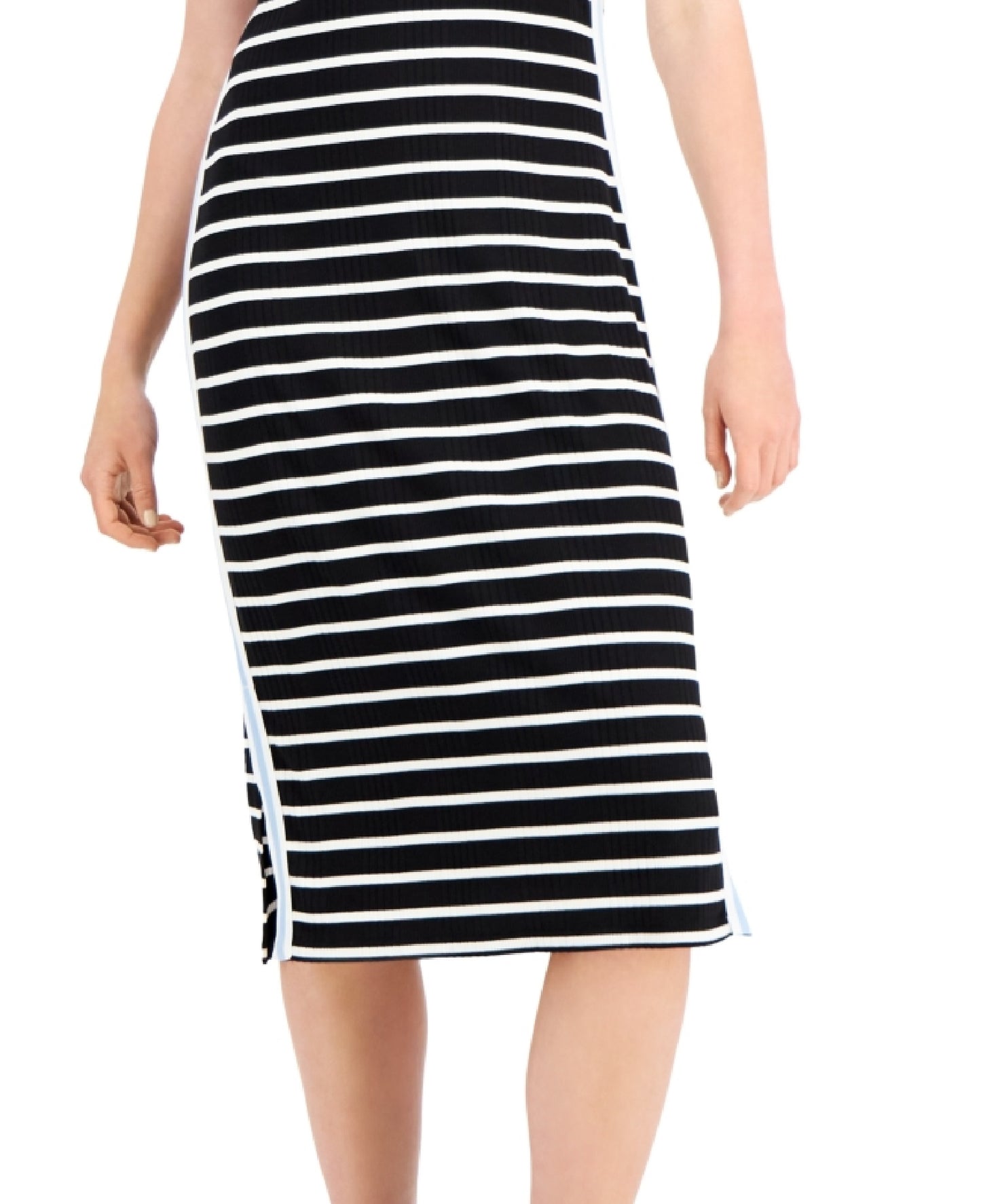 Tommy Jeans Women's Rib Stipe Midi Dress Black Size Small