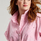 Tommy Hilfiger Women's Stretch Pocketed Cuffed Gingham Short Sleeve Point Collar Button Up Top Pink Size 3X