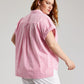 Tommy Hilfiger Women's Stretch Pocketed Cuffed Gingham Short Sleeve Point Collar Button Up Top Pink Size 2X