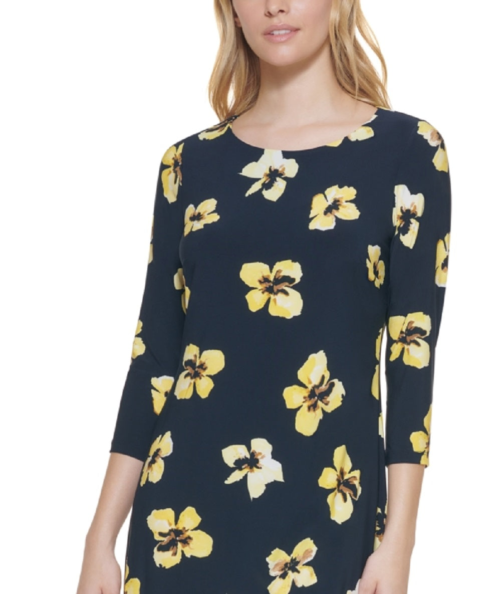 Tommy Hilfiger Women's Floral Print Shift Dress Blue Size 12