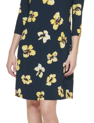 Tommy Hilfiger Women's Floral Print Shift Dress Blue Size 12