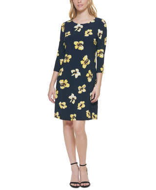 Tommy Hilfiger Women's Floral Print Shift Dress Blue Size 12