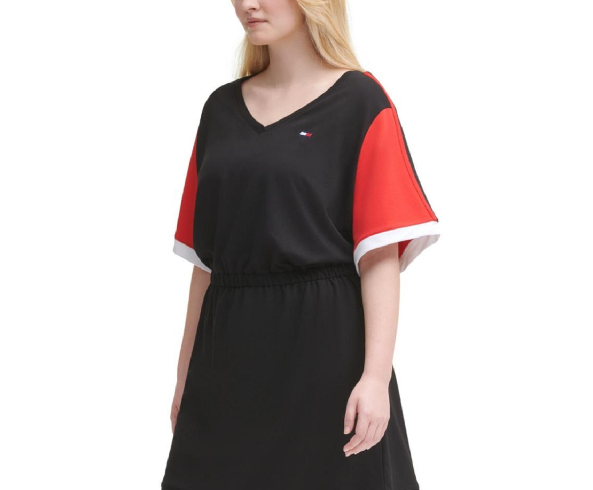 Tommy Hilfiger Women's Colorblocked Logo Sneaker Dress Black Size 2X