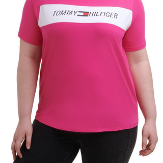 Tommy Hilfiger Women's Sport Plus Logo Graphic T-Shirt Pink Size 3X