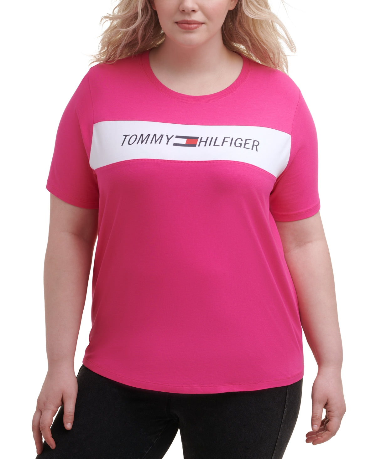 Tommy Hilfiger Women's Sport Plus Logo Graphic T-Shirt Pink Size 3X